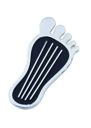 Mr. Gasket 9645 - Foot Print Gas Pedal Pad - Aluminum - Chrome & Painted Black Trim - Universal Fit