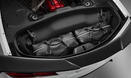 GM Accessories 87850650 - 2-Piece Premium Leather Travel Bags in Jet Black with C8 Corvette Crossed Flags Logo