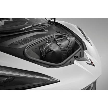 GM Accessories 87850652 - Premium Leather Travel Bag in Jet Black with C8 Corvette Crossed Flags Logo