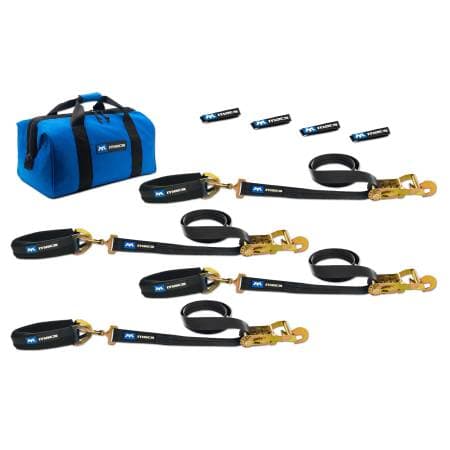 Mac's Tie Downs 511618 - Pro Pack Black 2" x 8' Direct Hook Ratchet Straps and (Axle Straps Black 2" x 24")
