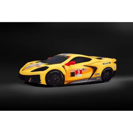 GM Accessories 85152654 - Corvette C8 Z06 Premium Indoor Car Cover in Yellow with Fully Rendered Corvette C8.R (for models with High Wing Spoiler)