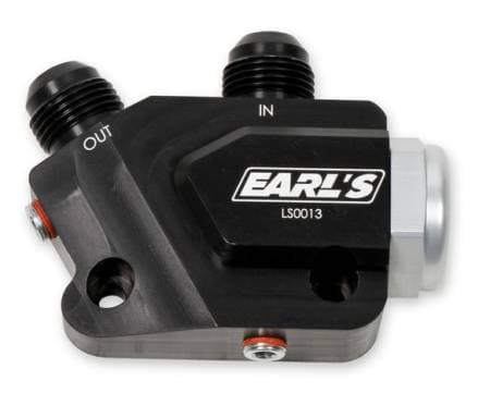 Earls Performance Plumbing LS0013ERL - LS Side Mount Oil Cooler Adapter w/ 212 degree thermostat